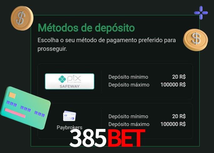 O cassino 385Bet oferece uma grande variedade de métodos de pagamento